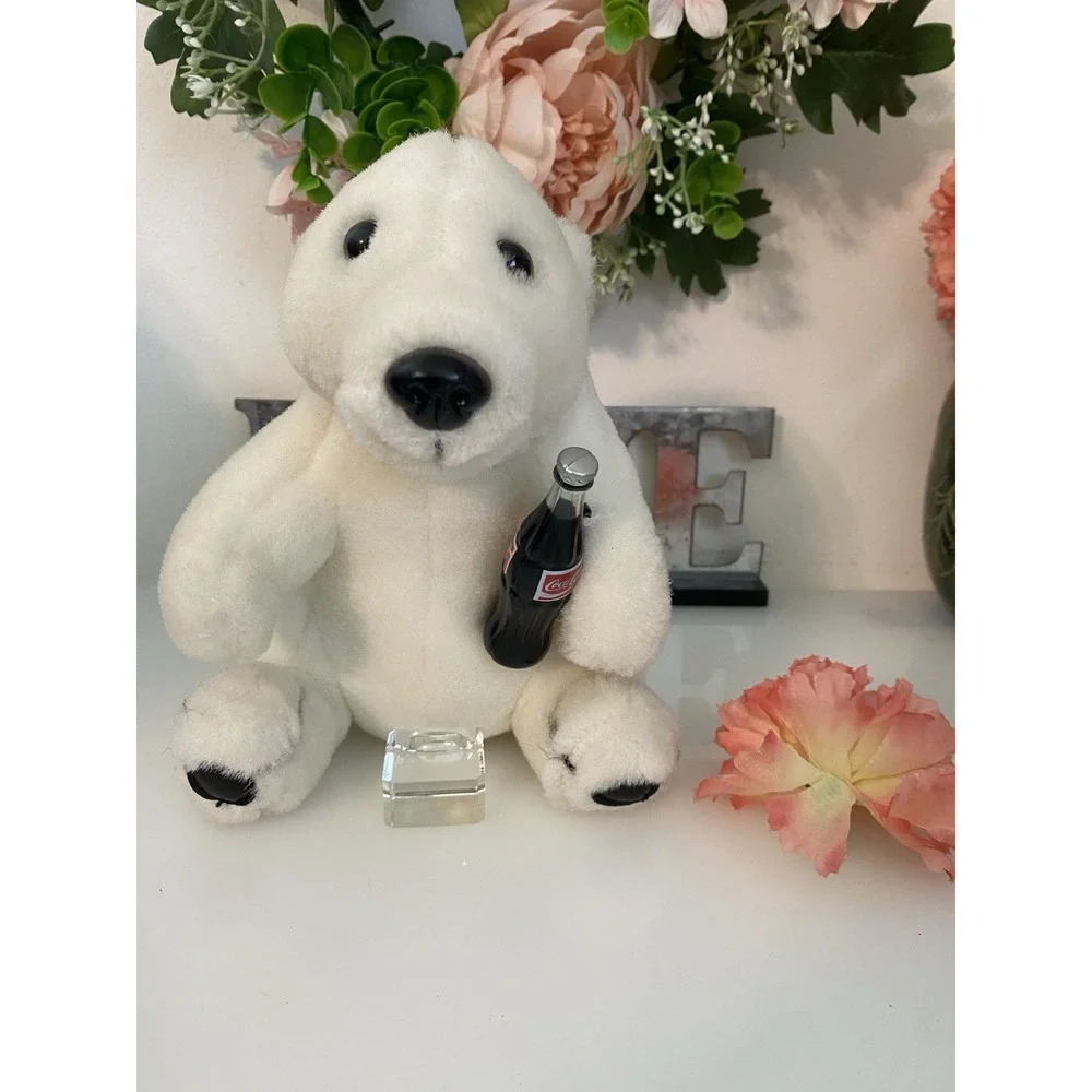 Coca Cola Smiling Polar Bear‎ 1993 Plush w Coke Bottle 7.5